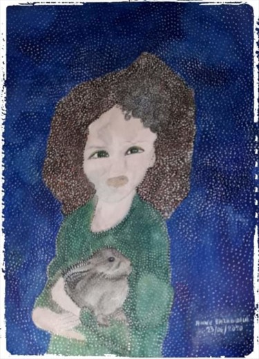 Painting titled "LA POUPÉE ET SON LA…" by Anne Bazabidila, Original Artwork, Watercolor