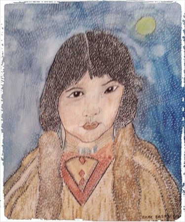 Ζωγραφική με τίτλο "AIYANA FLEUR ETERNE…" από Anne Bazabidila, Αυθεντικά έργα τέχνης, Ακουαρέλα