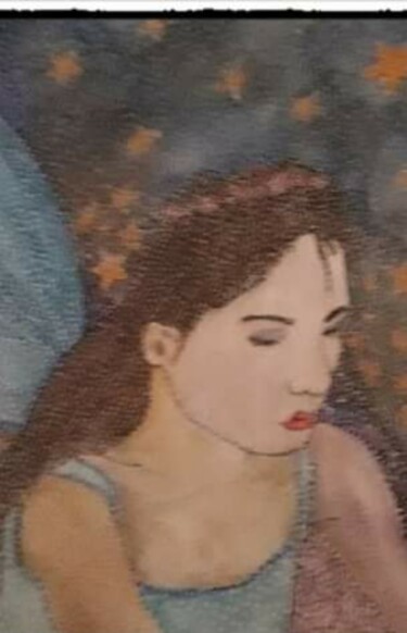 Painting titled "LA FÉE ETOILEE" by Anne Bazabidila, Original Artwork, Watercolor