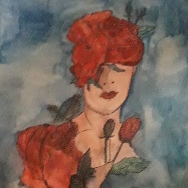 Painting titled "ROSES ROUGES" by Anne Bazabidila, Original Artwork, Watercolor