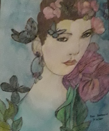 Pintura intitulada "ENFIN LE PRINTEMPS" por Anne Bazabidila, Obras de arte originais, Aquarela