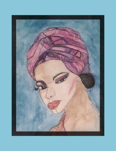 Painting titled "AFRICAN BEAUTY" by Anne Bazabidila, Original Artwork, Watercolor