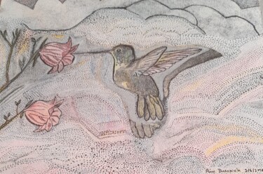 Peinture intitulée "LE PLUS PETIT OISEA…" par Anne Bazabidila, Œuvre d'art originale, Encre