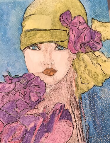 Painting titled "BEAUTÉ DES ANNÉES T…" by Anne Bazabidila, Original Artwork, Watercolor