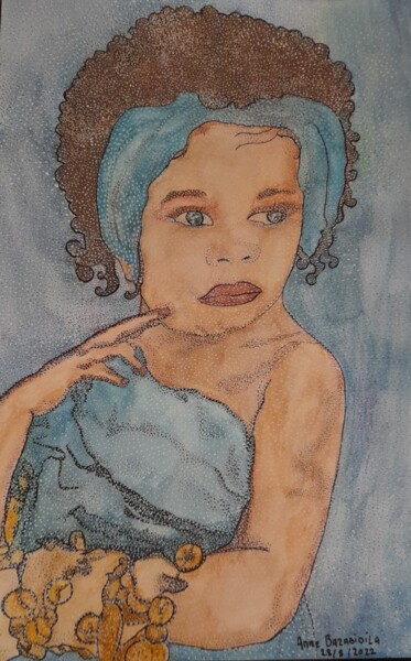 Painting titled "JEWELRY BEAUTY" by Anne Bazabidila, Original Artwork, Watercolor