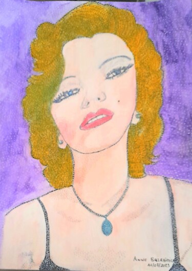 Painting titled "MARYLINE" by Anne Bazabidila, Original Artwork, Watercolor