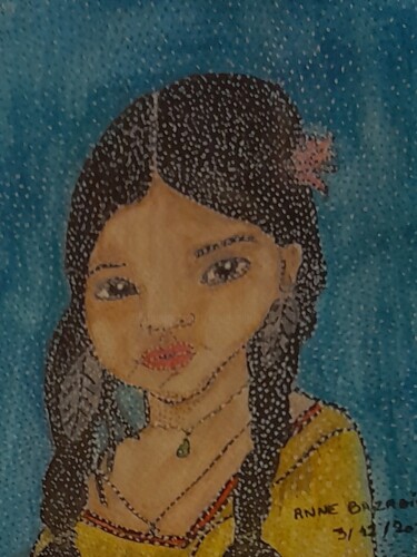 Картина под названием "Aiyana ( Fleur éter…" - Anne Bazabidila, Подлинное произведение искусства, Акварель