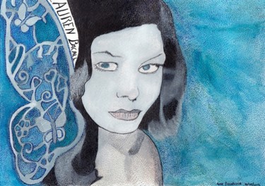 「HOMMAGE  A  LAUREN…」というタイトルの絵画 Anne Bazabidilaによって, オリジナルのアートワーク, インク