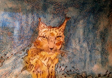 Painting titled "LYNX" by Anne Bazabidila, Original Artwork, Ink