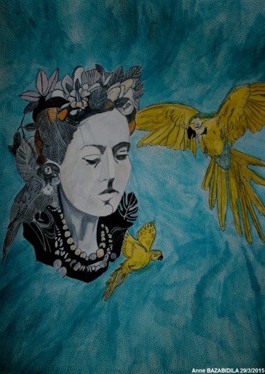 Pintura titulada "AL PARAÍSO DE LOS P…" por Anne Bazabidila, Obra de arte original, Tinta