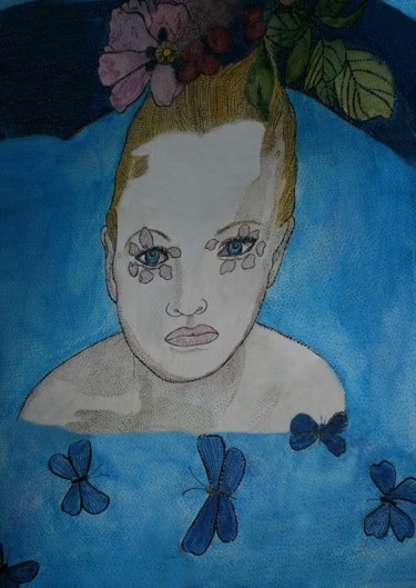 Malerei mit dem Titel "MISS SPRING." von Anne Bazabidila, Original-Kunstwerk, Tinte