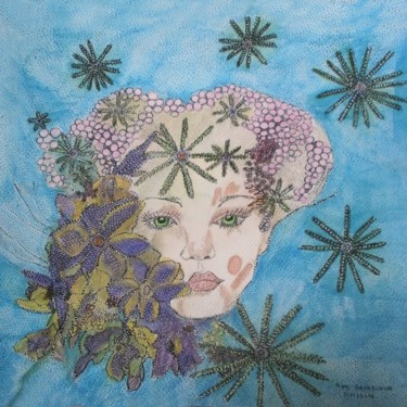 Malerei mit dem Titel "LA DEESSE MAIA" von Anne Bazabidila, Original-Kunstwerk, Tinte