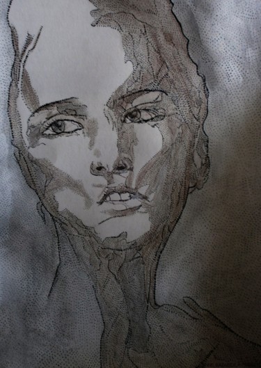 Peinture intitulée "ELLE" par Anne Bazabidila, Œuvre d'art originale, Encre