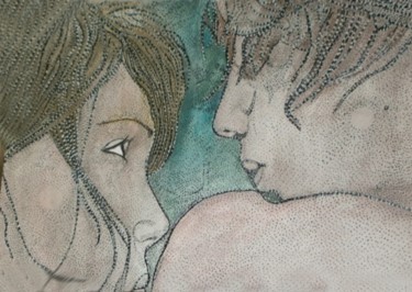 Картина под названием "LA ROMANCE" - Anne Bazabidila, Подлинное произведение искусства, Чернила