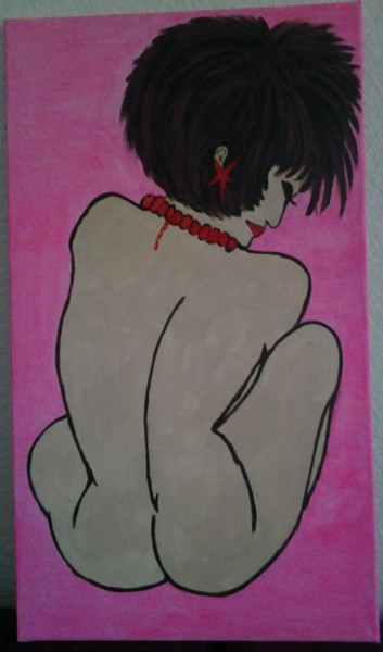 Peinture intitulée "Femme nue au collie…" par Boudiche, Œuvre d'art originale, Acrylique