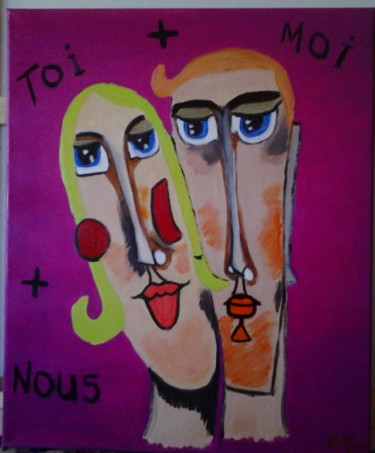 Painting titled "TOI+MOI+NOUS" by Boudiche, Original Artwork, Acrylic