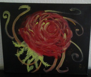 Peinture intitulée "la Rose rouge" par Boudiche, Œuvre d'art originale, Acrylique