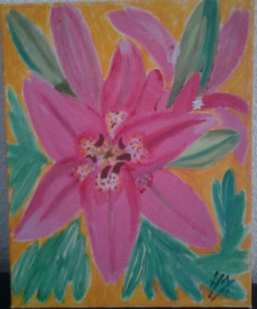 Painting titled "lys rose" by Boudiche, Original Artwork
