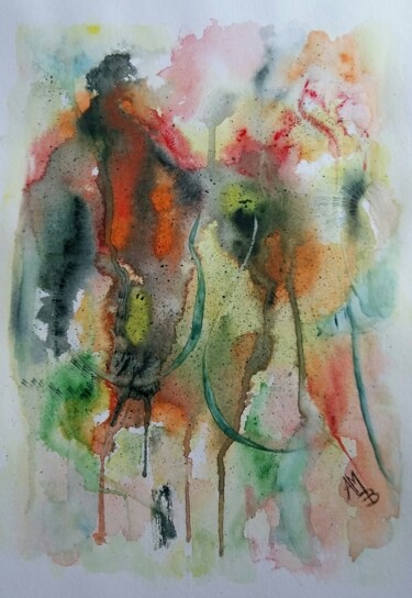 Painting titled "Luminescence" by Anne-Marie Breton, Original Artwork, Watercolor