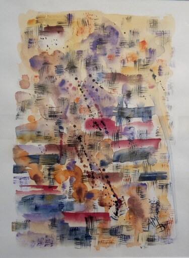 Painting titled "A la croisée des ch…" by Anne-Marie Breton, Original Artwork, Watercolor