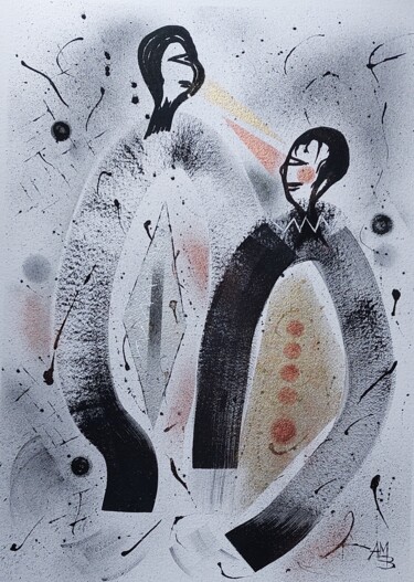 Schilderij getiteld "Duo" door Anne-Marie Breton, Origineel Kunstwerk, Aquarel