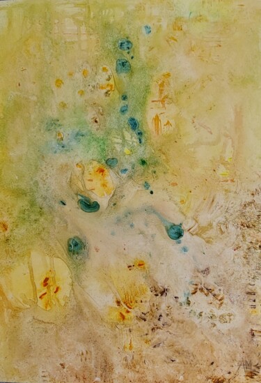 Peinture intitulée "Terres d'émeraude" par Anne-Marie Breton, Œuvre d'art originale, Aquarelle