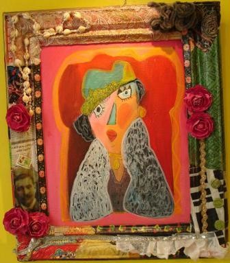 Peinture intitulée "Femme au médaillon…" par Anne Marie Jouot, Œuvre d'art originale