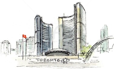 Dibujo titulada "Toronto" por Anne-Marie Mary, Obra de arte original