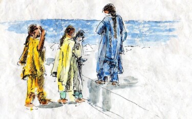 Drawing titled "Pondichéry ( sur la…" by Anne-Marie Mary, Original Artwork