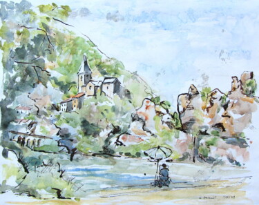 Painting titled "Ambialet 1" by Anne-Marie Mary, Original Artwork, Watercolor