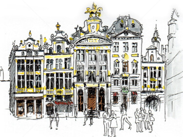 Drawing titled "Bruxelles 4" by Anne-Marie Mary, Original Artwork