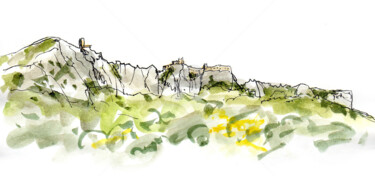 Drawing titled "Château de Peyreper…" by Anne-Marie Mary, Original Artwork, Watercolor