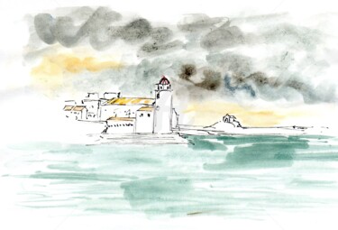 Drawing titled "Collioure" by Anne-Marie Mary, Original Artwork, Ink