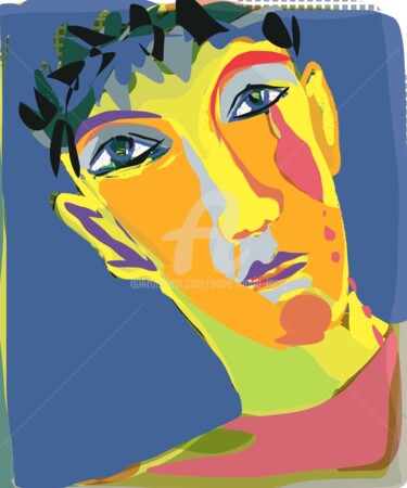 Digitale Kunst mit dem Titel "Visages 14" von Anne-Marie Mary, Original-Kunstwerk, Digitale Malerei