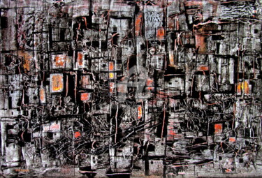 Painting titled "Favelas 1" by Anne-Marie Mary, Original Artwork, Acrylic Mounted on Wood Panel