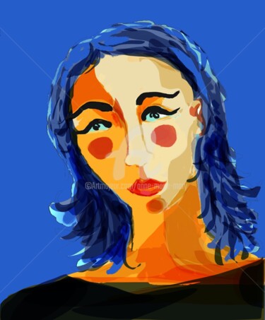 Digitale Kunst mit dem Titel "Visages 24" von Anne-Marie Mary, Original-Kunstwerk, Digitale Malerei