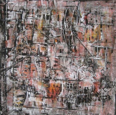 Painting titled "favelas 3" by Anne-Marie Mary, Original Artwork, Acrylic Mounted on Wood Panel