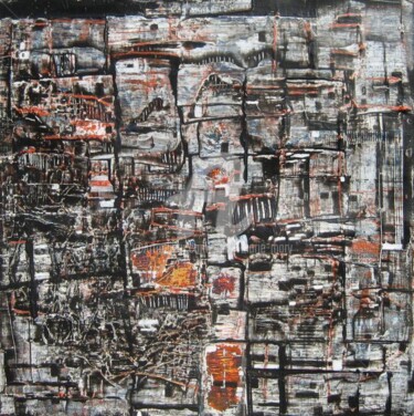 Painting titled "favelas 5" by Anne-Marie Mary, Original Artwork, Acrylic Mounted on Wood Panel