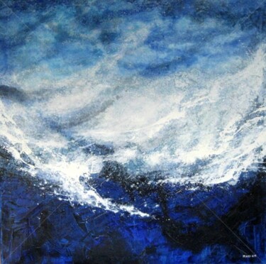 Painting titled "La vague" by Anne-Marie Mary, Original Artwork, Oil Mounted on Wood Stretcher frame