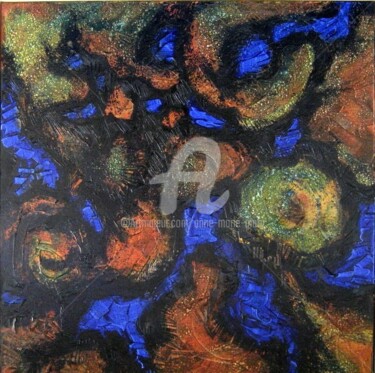 Painting titled "Tourbillons" by Anne-Marie Mary, Original Artwork, Oil Mounted on Wood Stretcher frame