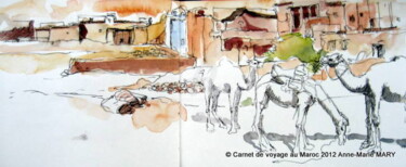 Dessin intitulée "carnet maroc 2012" par Anne-Marie Mary, Œuvre d'art originale