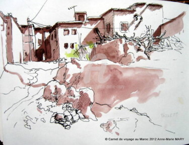 Dessin intitulée "carnet maroc 2012" par Anne-Marie Mary, Œuvre d'art originale