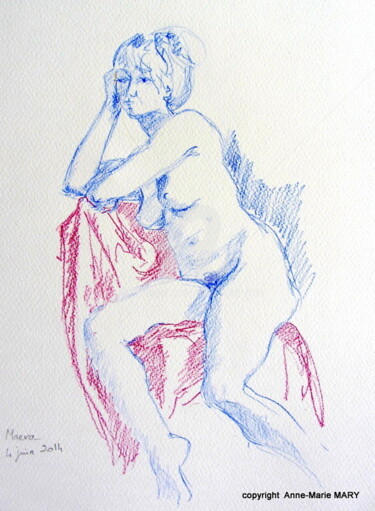 Drawing titled "croquis-maeva-4 jui…" by Anne-Marie Mary, Original Artwork, Pencil