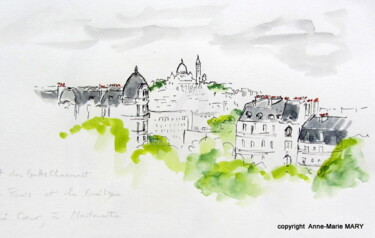 Drawing titled "Paris-juin2014-Parc…" by Anne-Marie Mary, Original Artwork, Ink