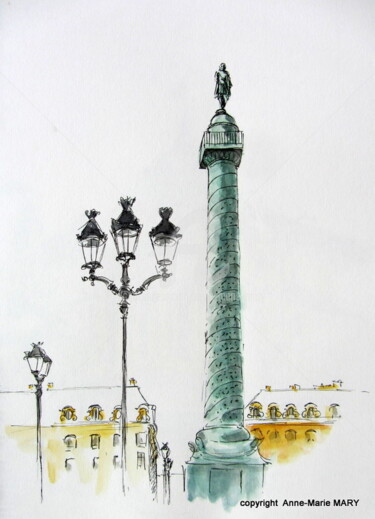 Dessin intitulée "Paris-juin-2014-Pla…" par Anne-Marie Mary, Œuvre d'art originale, Marqueur