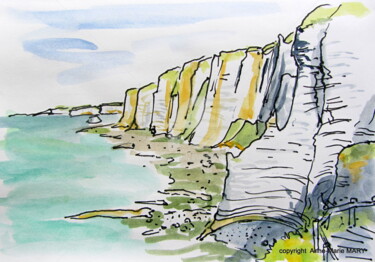 Drawing titled "Falaise d'Etretat-j…" by Anne-Marie Mary, Original Artwork, Marker