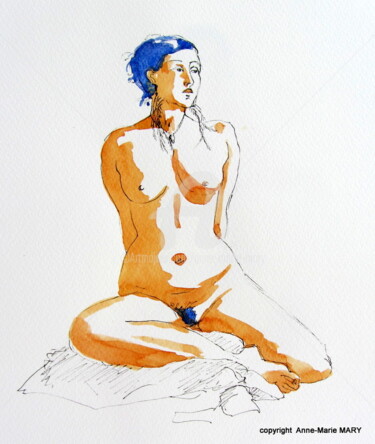 Drawing titled "Croquis Natalia 5 n…" by Anne-Marie Mary, Original Artwork, Marker