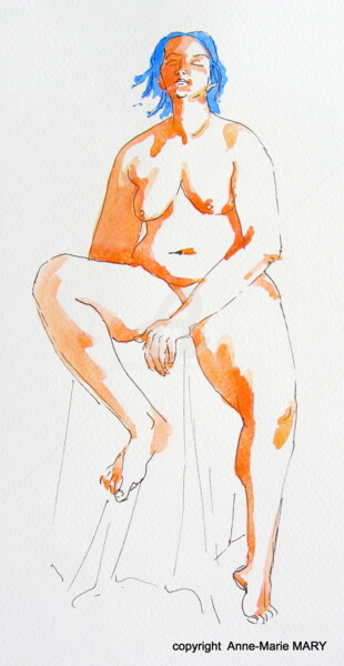 Drawing titled "croquis Désirée 26…" by Anne-Marie Mary, Original Artwork, Ink