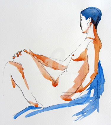Painting titled "croquis Solenn 5 dé…" by Anne-Marie Mary, Original Artwork, Ink