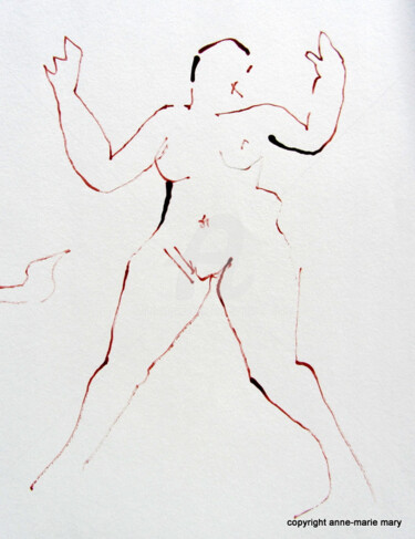 Drawing titled "croquis Désirée  40…" by Anne-Marie Mary, Original Artwork, Ink